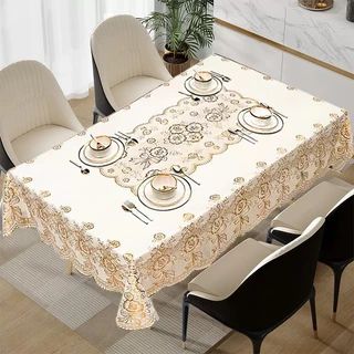 Loyal Bosque Taplak Meja Makan Motif Bunga Persegi Panjang Bahan PVC Tebal Premium Ukuran 90 x 140cm/120 x 170cm/137 x 183cm/140 x 140cm Perlengkapan Dekorasi Ruang Tamu Rumah Tangga Import Taplak Meja Makan Persegi 4 Kursi Anti Air