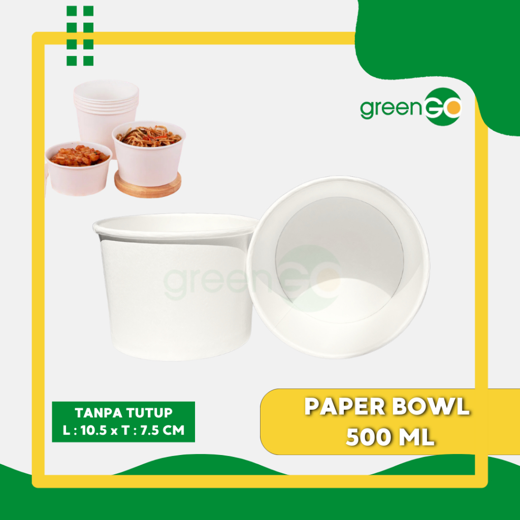 Jual PAPER BOWL POLOS 500ML & 720ML ISI 50PCS TANPA TUTUP PAPER BOWL ...