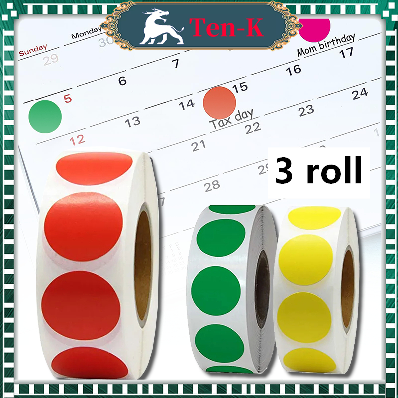 Jual 3 roll Sticker Label Color Dot Stiker Bulat Dot Label Stiker Warna ...