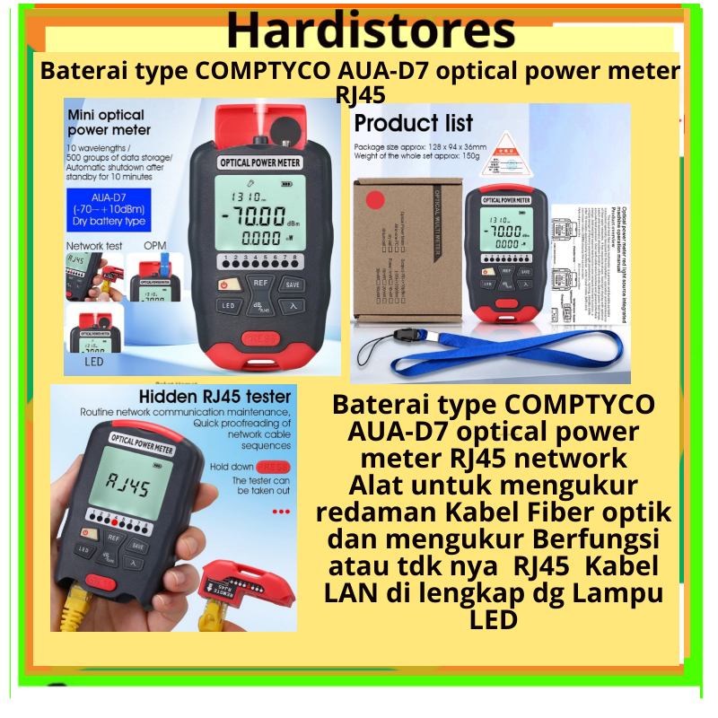 Jual Optical Power Meter Comptyco AUA-D7 Type Plus RJ45 Alat OPM RJ45 ...