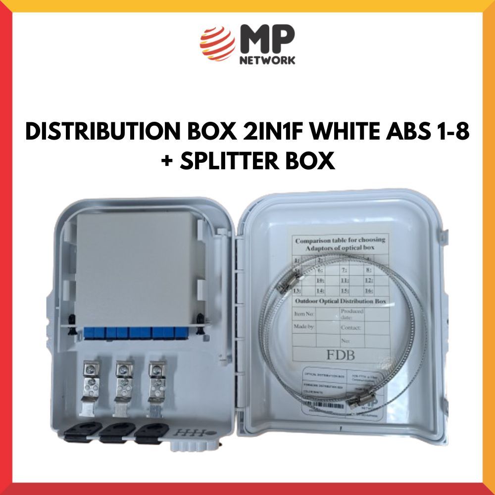 Jual ODP DISTRIBUTION BOX 2IN1F LENGKAP DENGAN SPLITTER BOX WHITE ABS 1 ...