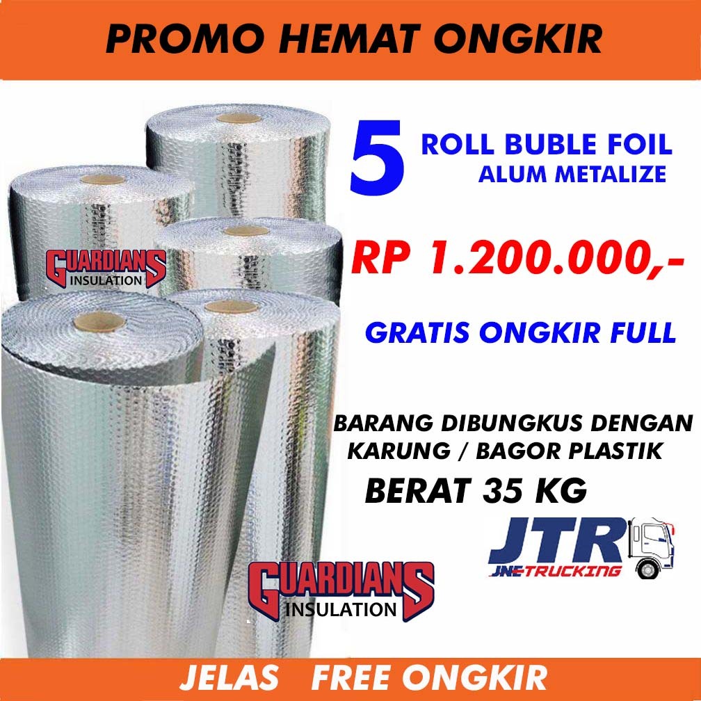 Jual 5 roll aluminium peredam panas atap bubble wrap foil metalize ...