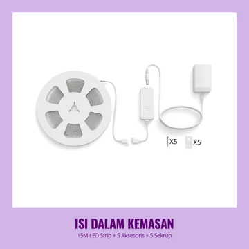 WiZ Lampu Smart LED Strip 15M Starter Kit WiFi RGB Adaptor – Lampu Hias TV Lampu Dinding