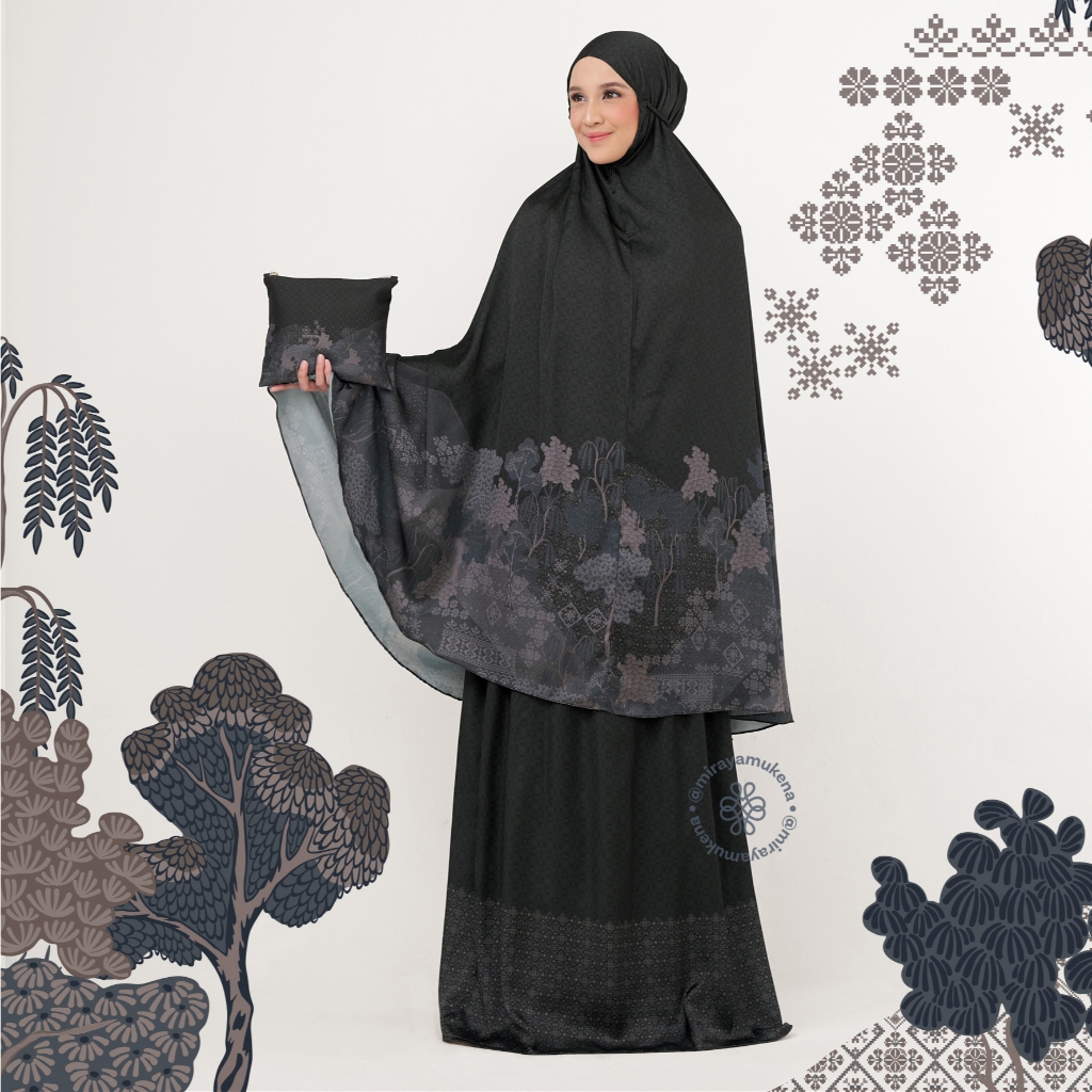 Mukena Travel Printing Miraya Jardin Black