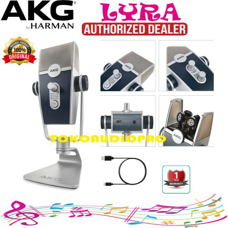 AKG Pro Audio Lyra Ultra-HD, Four Capsule, USB-C Condenser Microphone, Studio Equipment for Podcast, Compatible with Mac