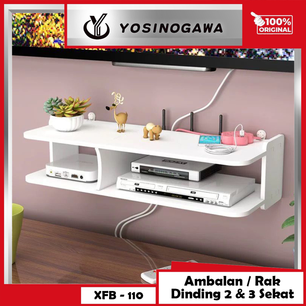 YOSINOGAWA - Rak Set-Top Kotak Dinding TV Ruang Tamu Bebas Pukulan Kotak Penyimpanan Router Hiasan Dinding Partisi Dekoratif Kamar Tidur