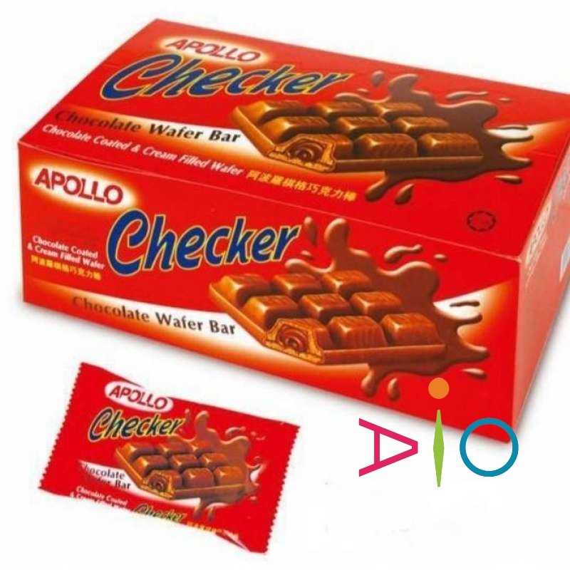 Jual APOLLO Checker Chocolate Wafer Bar (1Box isi 24pcs x 30g) | Shopee ...