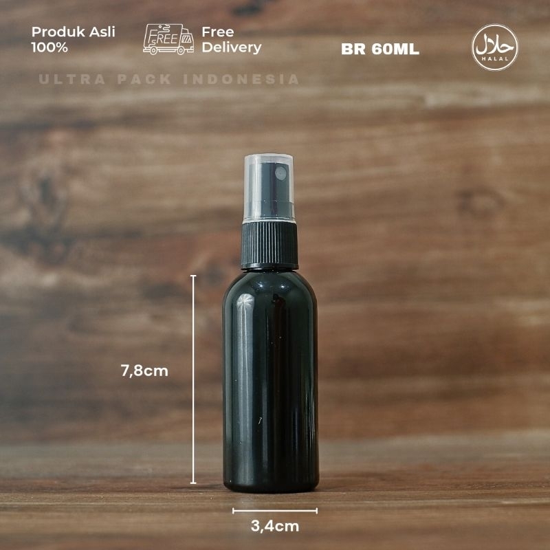 Jual Kemasan Botol Mist Spray Isi Ulang - BOTOL PET BR 60ML HITAM ...