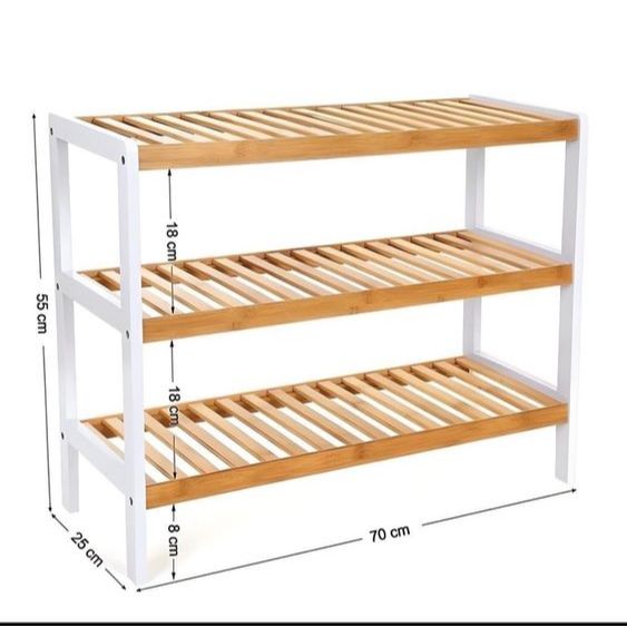 Jual Rak Sepatu Kayu 3 Susun Multifungsi Ukuran 70x50x25cm | Shopee ...
