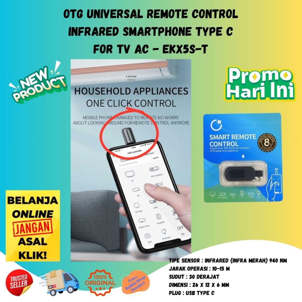 Jual Remote Control OTG Infrared Tipe C Smartphone Untuk TV AC Kamera ...