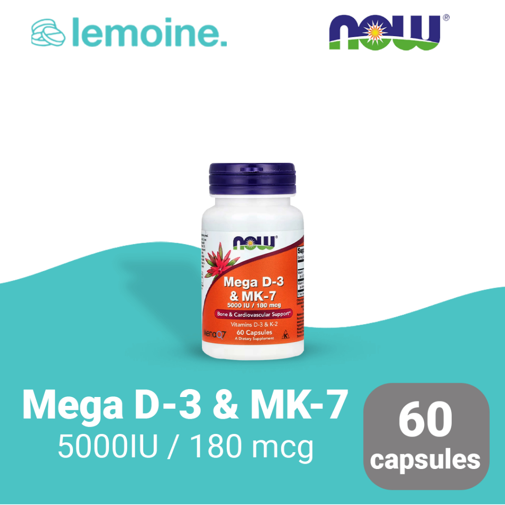 Jual NOW Mega D-3 MK-7 5000 IU 180 mcg foods D3 MK7 K2 K-2 Vitamin 60 ...