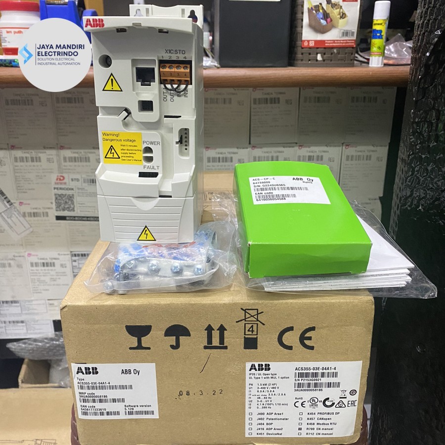 Jual INVERTER ABB 1.5KW 2HP 3PHASE 400V / ACS355-03E-04A1-4 INCLUDE ...