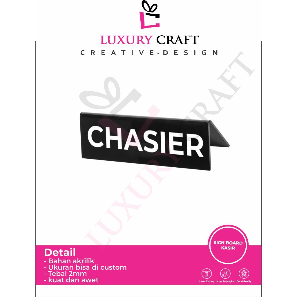 Jual Kasir Sign Board Label Tempel Akrilik Print Papan Nama Ruang ...