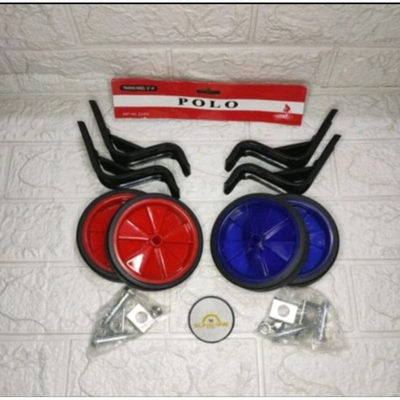 Jual Roda Samping ( Roda Bantu ) Sepeda Anak Ukuran 12 Polo Merah Biru ...