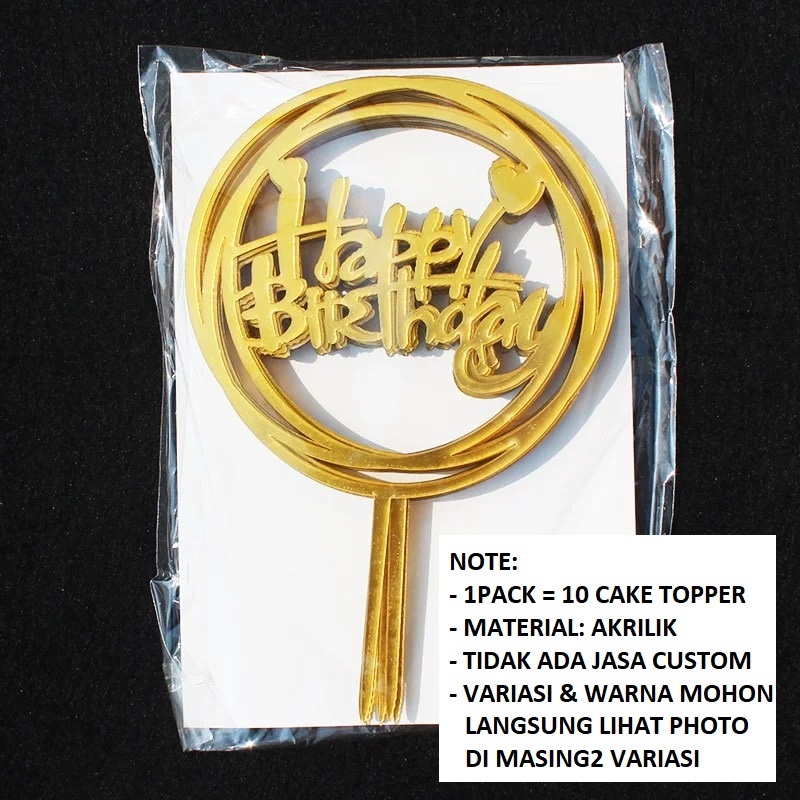 Jual [1PACK = 10PCS] CAKE TOPPER AKRILIK cake topper happy birthday ...