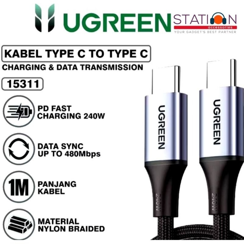 Jual UGREEN 15311 Kabel Data Type C To Type C Pd fast charging 240w ...