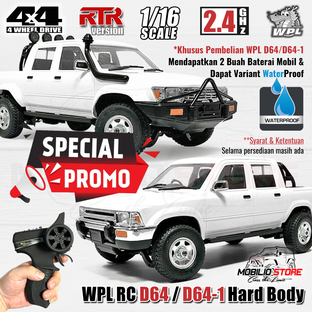 Jual WPL D64 D64-1 RC Hard Body 4WD 2.4GHz 1/16 RTR Crawler Car ...