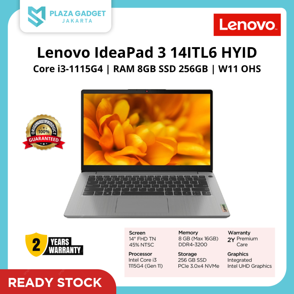 Jual Laptop Lenovo Ideapad 3 14itl6 Hyid Inter Core I3 1115g4 Ram 8gb