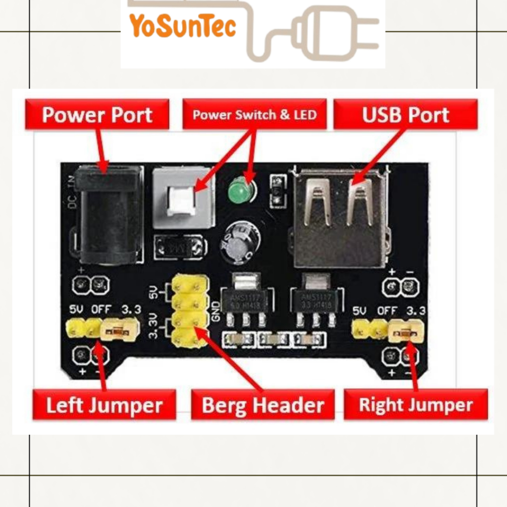 Jual Modul Power Supply 3.3V 5V Breadboard Module MB102 Arduino Psu ...