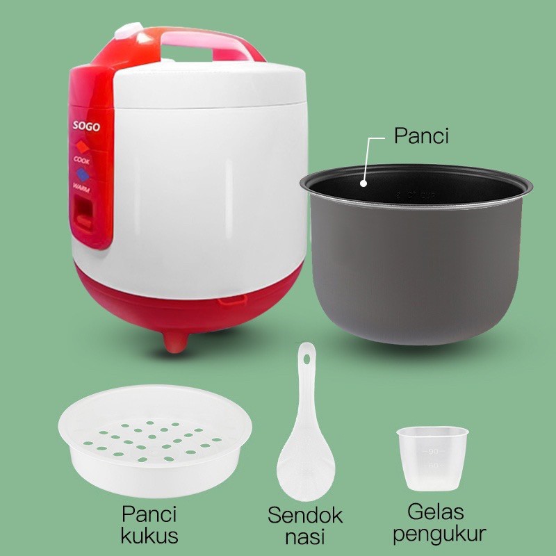 Jual Rice Cooker Penanak Nasi Serbaguna Kapasitas 1.8 L & 1.2 L/ SOGO ...