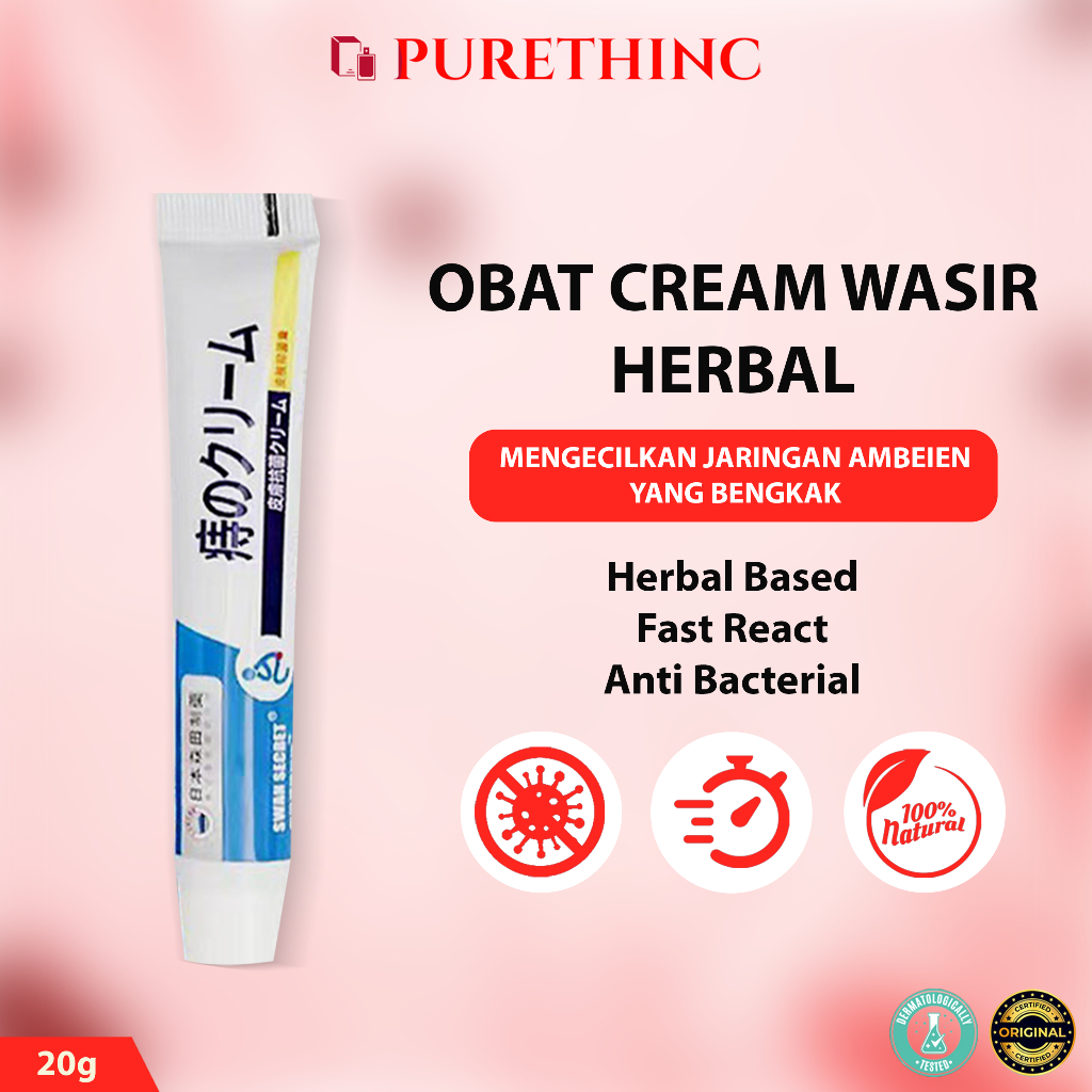 Asli 100% Obat wasir ampuh-Salep wasir tanpa sakit 20g Herbal Aman Meredakan nyeri ambeien Orang yang tua dan anak bisa pakai Lembut obatnya Cepat pereda nyeri.