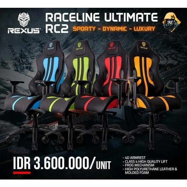 Jual Rexus Raceline RC2 / RC-2 / RC 2 Gaming Chair / Kursi Gaming ...