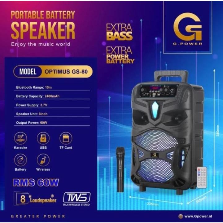 Jual G-Power GS80Optimus Speaker Aktif Bluetooth Portable 8