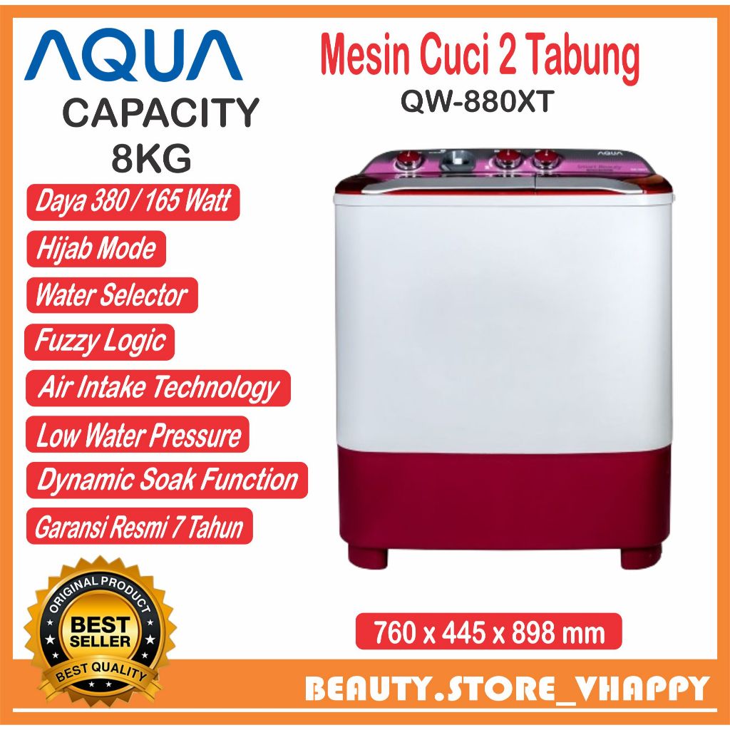 Jual mesin cuci aqua 8kg qw 880 garansi khusus bandung dan luar bandung