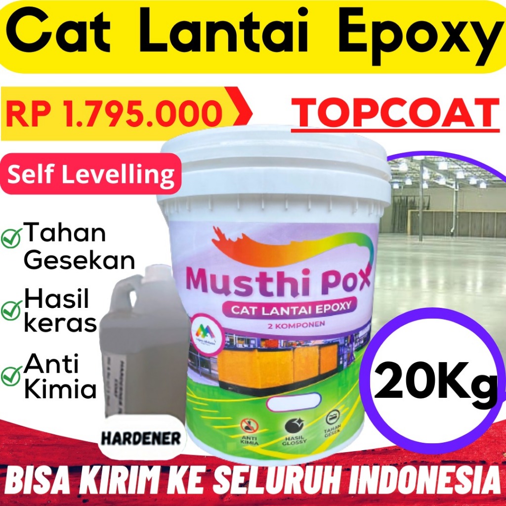 Jual Cat Lantai Epoxy Primer Topcoat Musthi Pox 20 KG Bening Utk