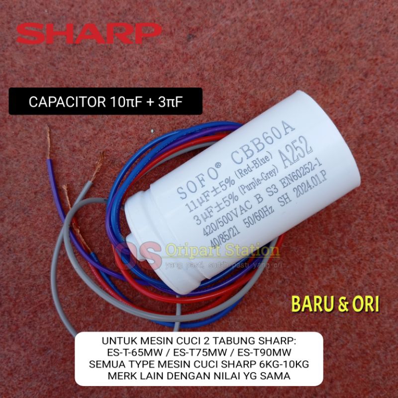 Jual CAPACITOR KAPASITOR MESIN CUCI SHARP 2 TABUNG ORIGINAL A252 ...