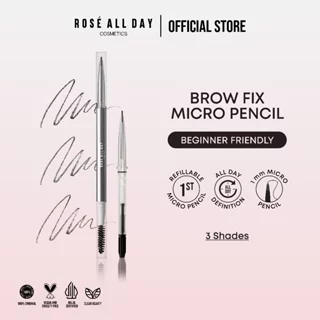 Rosé All Day Brow Fix Micro Pencil | Pensil Alis 1mm Ultra Presisi, Smudge-Proof & Refillable, Mudah Dipakai Pemula