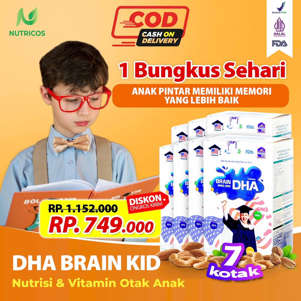 Jual ( AUTHENTIC 100% ) 7 BOXES DHA BRAIN KID - VITAMIN NUTRISI OTAK ...