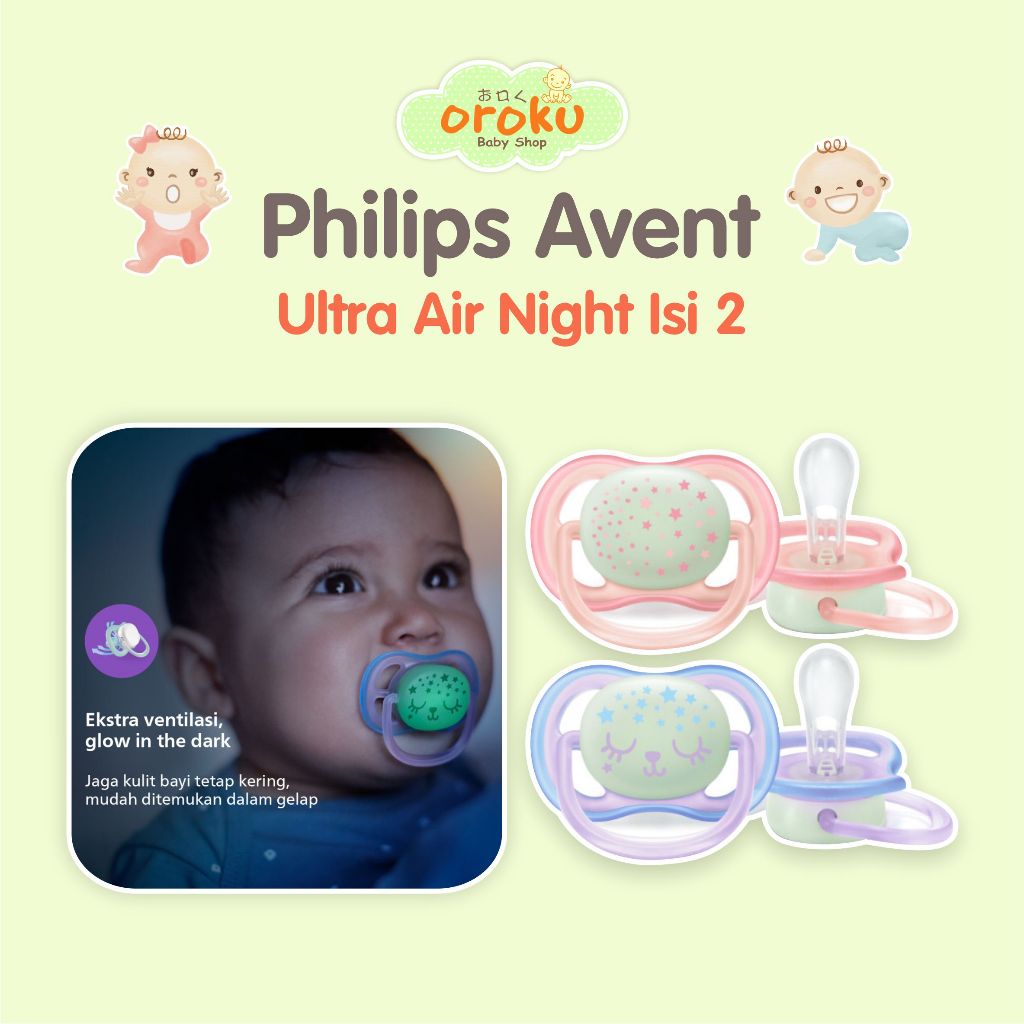 Jual AVENT SOOTHER ULTRA AIR NIGHT ISI EMPENG BAYI PACIFIER