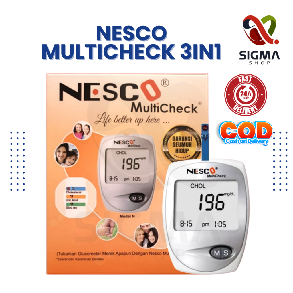 Jual Nesco Multicheck 3in1 Alat Test Gula darah Kolesterol Asam Urat ...