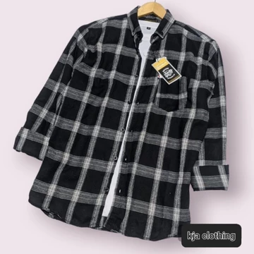 Kemeja Flanel Motif Kuning Garis Hitam M L Xl Flanel Unisex Lengan Panjang