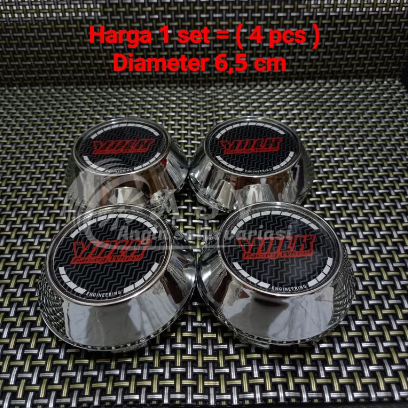 Jual dop roda tutup velg racing variasi volk merah kerucut chrome ...