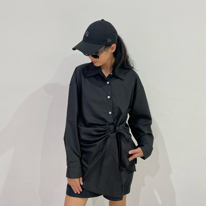 Jual STUDIO XEMAI WAIST SHAPER DRAWSTRING SHIRT - BLACK | Kemeja Serut ...