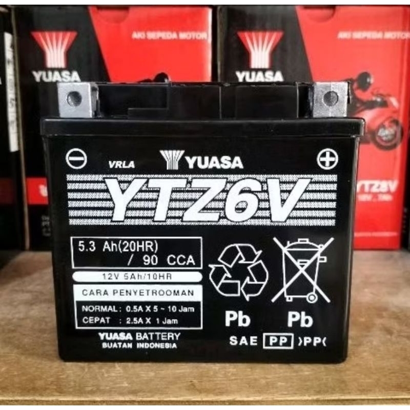 Jual AKI MOTOR HONDA VARIO 125,150,160,PCX150,155,ADV 150 YUASA YTZ6V