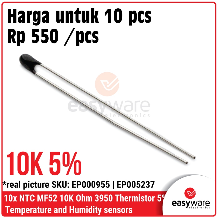 Jual 10x NTC 10K MF52 Thermistor 5% 3950 NTC MF52-103 | Shopee Indonesia