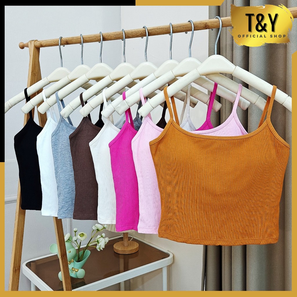 Jual T&Y Tanktop Bra Wanita Polos Rajut Tank Top Basic With Cup Wanita ...