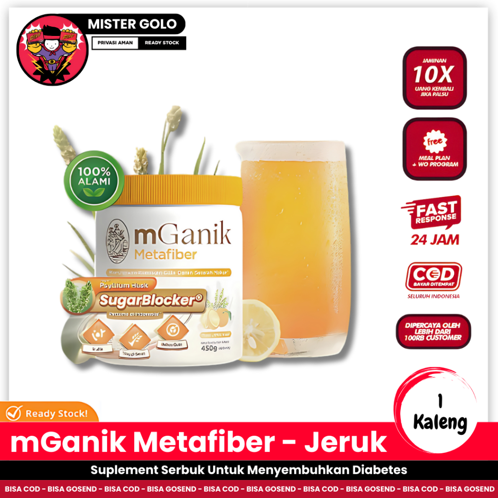Jual mGanik metafiber 450 Gr -Serat Alami Solusi Gula Darah Rasa Jeruk ...