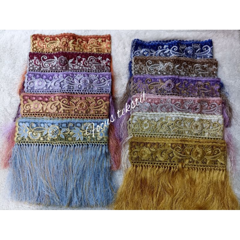 Jual RENDA RUMBAI BUNGA 3D BORDIR SONGKET PALEMBANG TENUN BATAK ULOS ...
