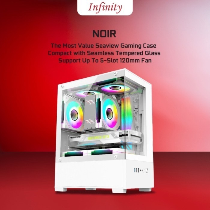 Jual CASING INFINITY NOIR FREE 3 FAN RGB - mATX GAMING CASE BLACK WHITE ...