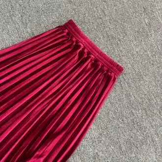 Rok Plisket Bludru Velvet Panjang Premium