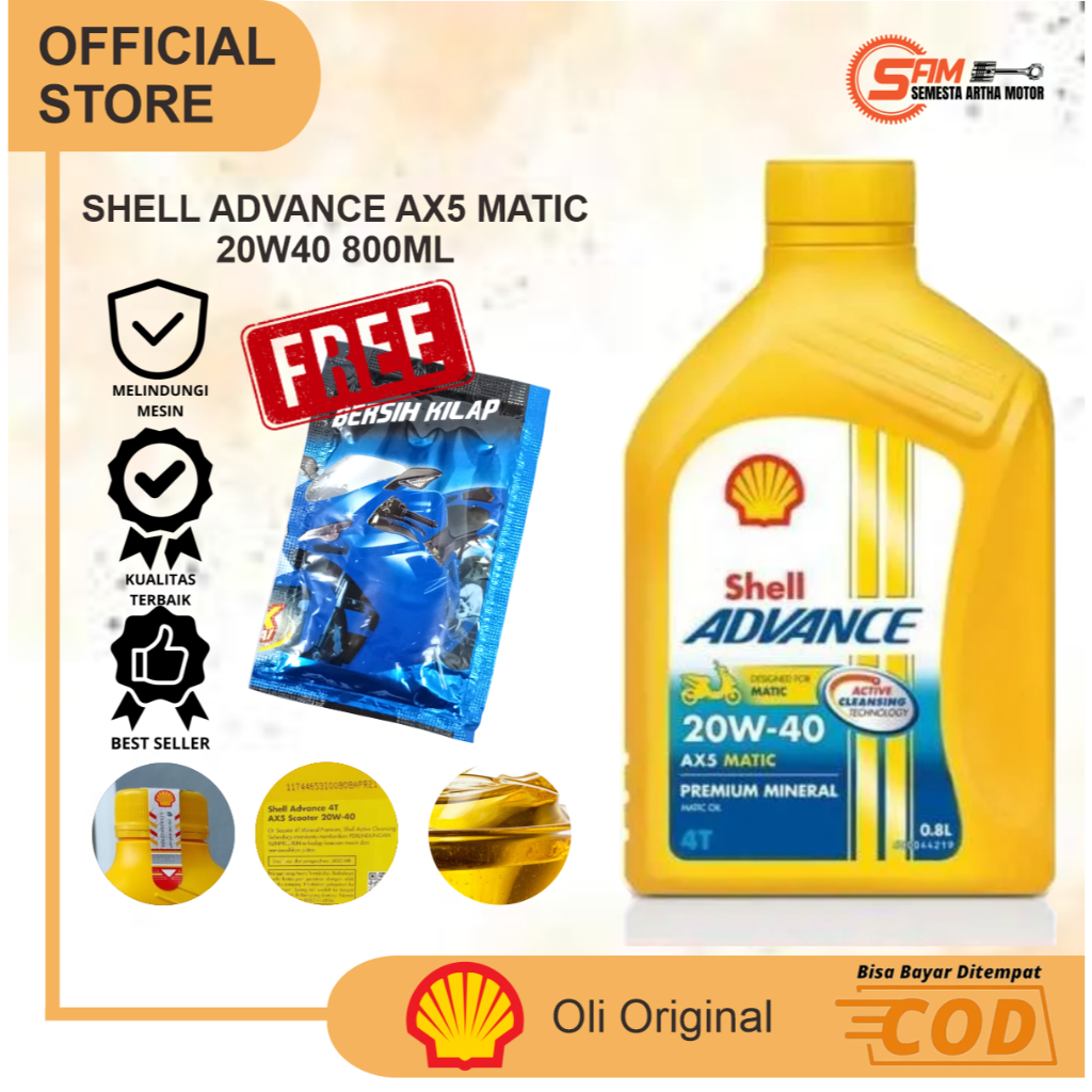 Jual Oli Shell Advance AX5 Scooter Motor Matic 800ml 10W30 20W40 ...