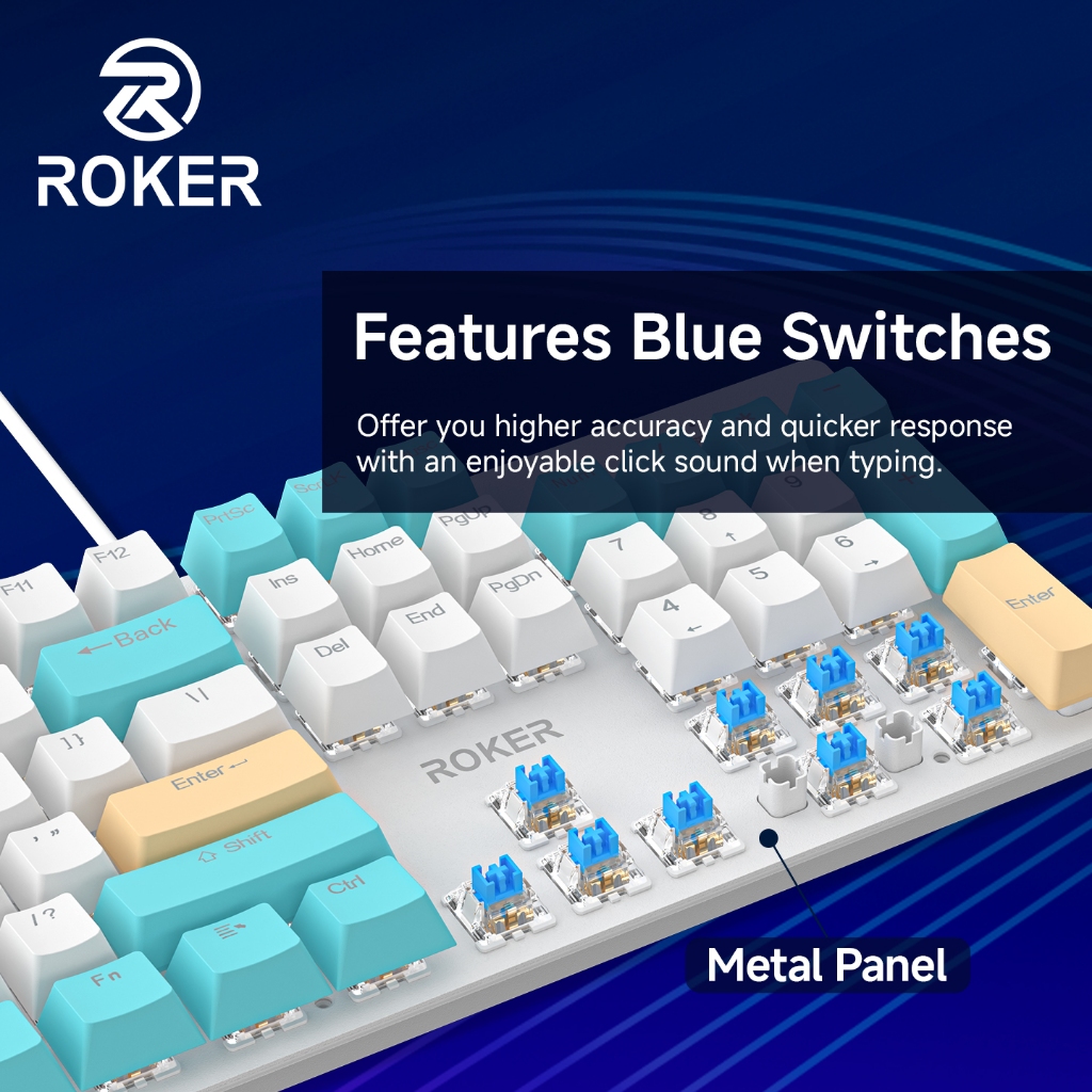Jual ROKER Keyboard Gaming Mechanical Roker Rkey 104 blue switch red ...
