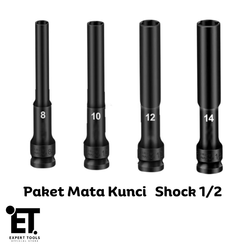 Jual Adaftor Shock Impact Panjang 1/2inch Wrench Socket 8mm 10mm / Head