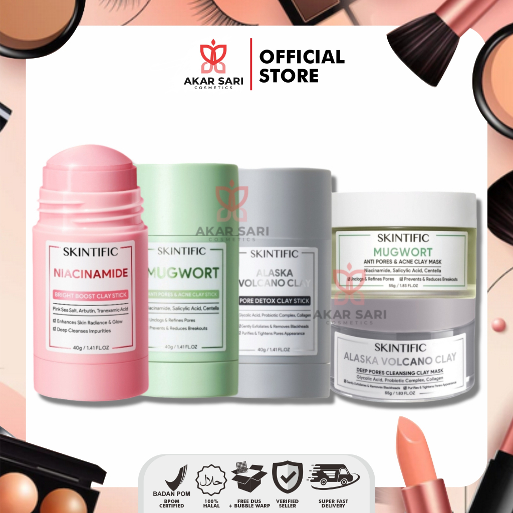 Jual SKINTIFIC NIACINAMIDE BRIGHT BOOST CLAY STICK | MUGWORT ANTI PORES ...