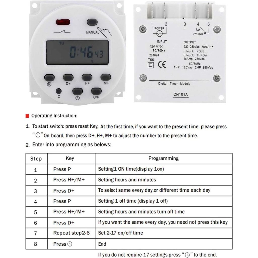 Jual CN101A Timer Time Delay Relay Switch Digital Weekly Programmable ...