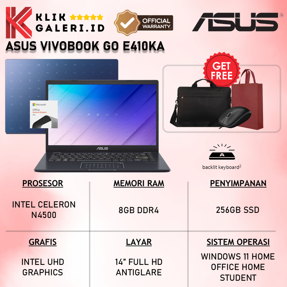 Jual Laptop Asus Vivobook Go 14 E410 Intel Celeron N4500 RAM 8GB 256GB ...